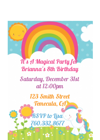 Rainbow Unicorn - Birthday Party Petite Invitations