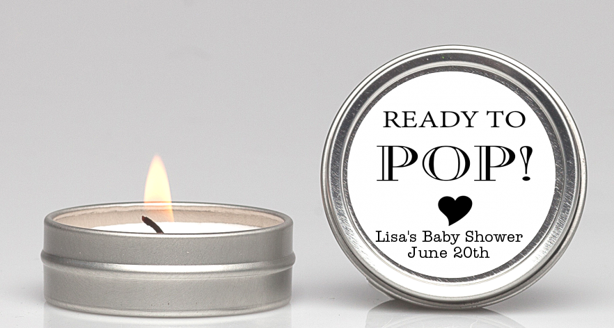  Ready To Pop Black and White - Baby Shower Candle Favors Option 1