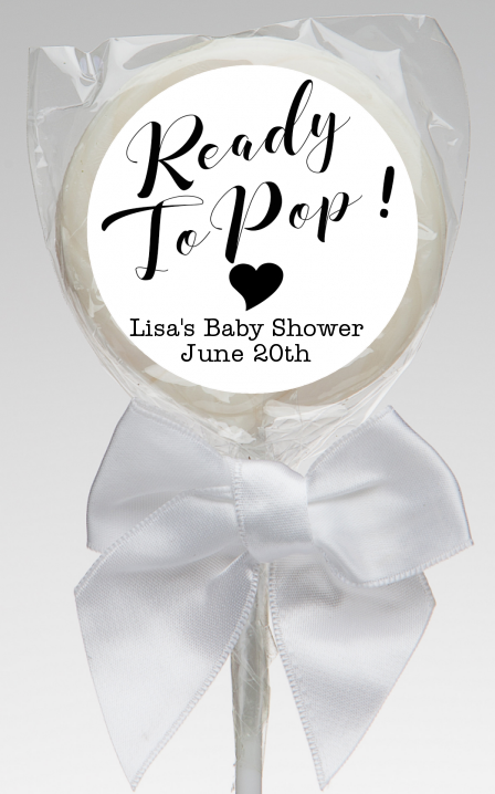  Ready To Pop Black and White - Personalized Baby Shower Lollipop Favors Option 1