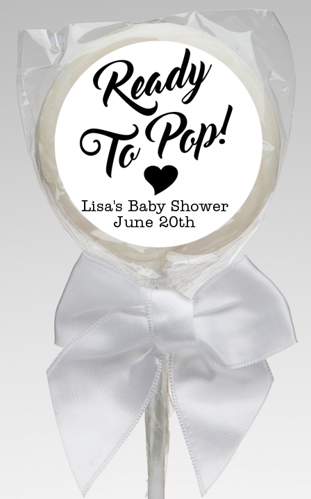  Ready To Pop Black and White - Personalized Baby Shower Lollipop Favors Option 1