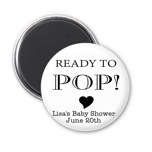  Ready To Pop Black and White - Personalized Baby Shower Magnet Favors Option 1