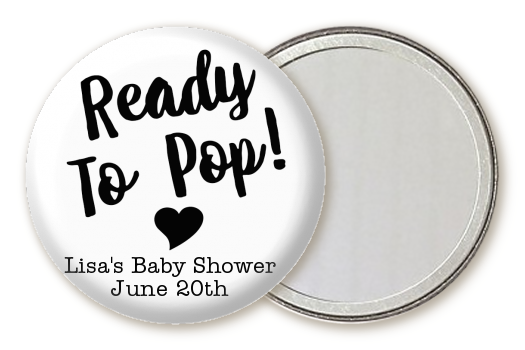  Ready To Pop Black and White - Personalized Baby Shower Pocket Mirror Favors Option 1