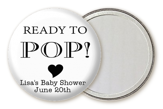  Ready To Pop Black and White - Personalized Baby Shower Pocket Mirror Favors Option 1