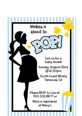 Ready To Pop Blue - Baby Shower Petite Invitations