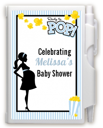 Ready To Pop Blue - Baby Shower Personalized Notebook Favor