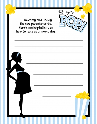 Ready To Pop Blue - Baby Shower Notes of Advice
