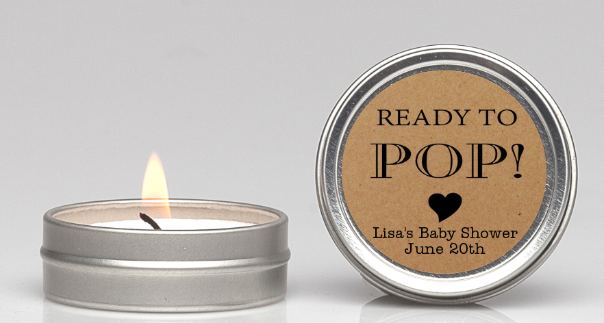  Ready To Pop Brown - Baby Shower Candle Favors Option 1