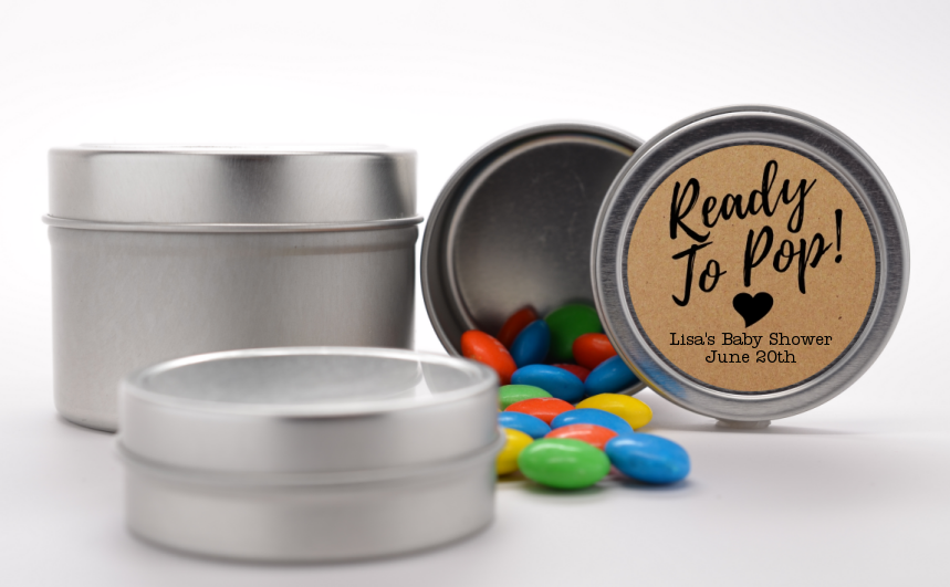  Ready To Pop Brown - Custom Baby Shower Favor Tins Option 1