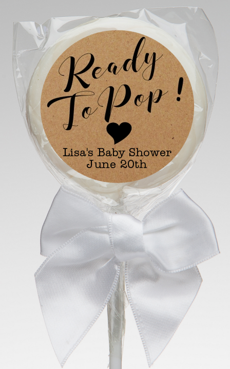  Ready To Pop Brown - Personalized Baby Shower Lollipop Favors Option 1