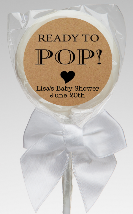  Ready To Pop Brown - Personalized Baby Shower Lollipop Favors Option 1