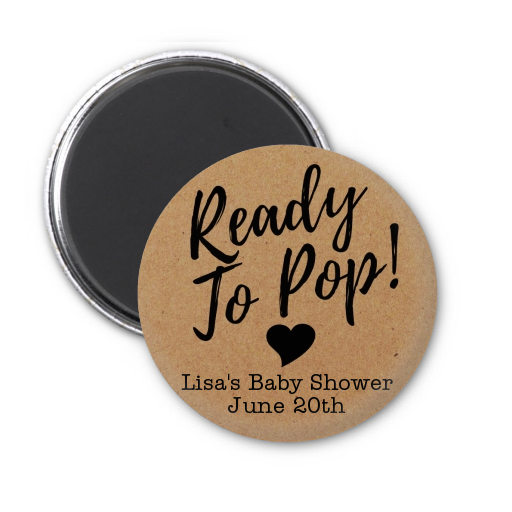  Ready To Pop Brown - Personalized Baby Shower Magnet Favors Option 1