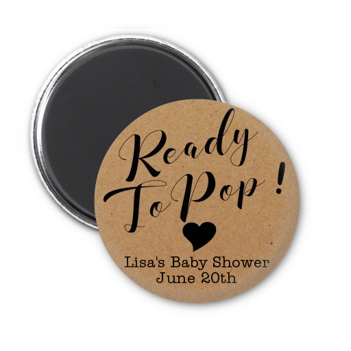  Ready To Pop Brown - Personalized Baby Shower Magnet Favors Option 1