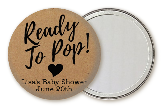  Ready To Pop Brown - Personalized Baby Shower Pocket Mirror Favors Option 1