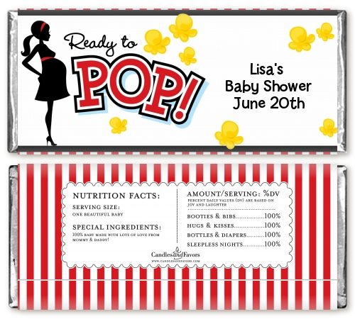  Ready To Pop - Personalized Baby Shower Candy Bar Wrappers Option 1