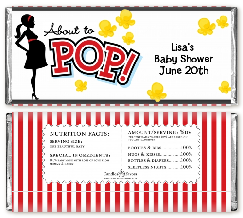  Ready To Pop &reg; - Personalized Baby Shower Candy Bar Wrappers Option 1