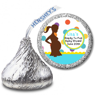 Ready To Pop Colorful Dots - Hershey Kiss Baby Shower Sticker Labels
