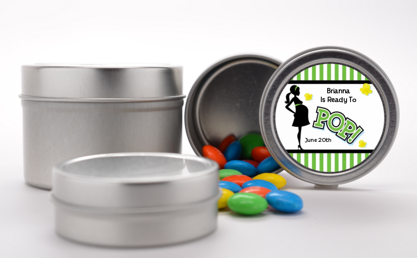  Ready To Pop - Custom Baby Shower Favor Tins Option 1