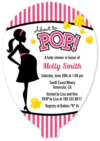 Ready To Pop Dark Pink - Baby Shower Shaped Invitations