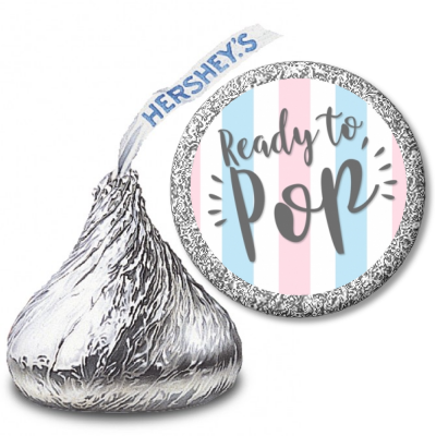 Ready To Pop Gender Reveal - Hershey Kiss Baby Shower Sticker Labels