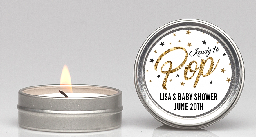  Ready To Pop Gold Glitter - Baby Shower Candle Favors Option 1