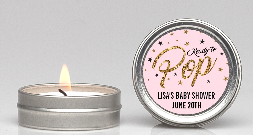  Ready To Pop Gold Glitter - Baby Shower Candle Favors Option 1