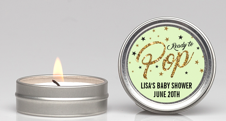  Ready To Pop Gold Glitter - Baby Shower Candle Favors Option 1