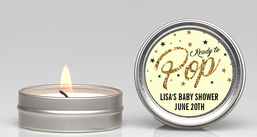  Ready To Pop Gold Glitter - Baby Shower Candle Favors Option 1