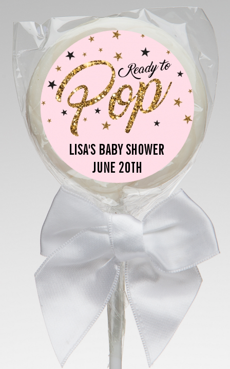  Ready To Pop Gold Glitter - Personalized Baby Shower Lollipop Favors Option 1