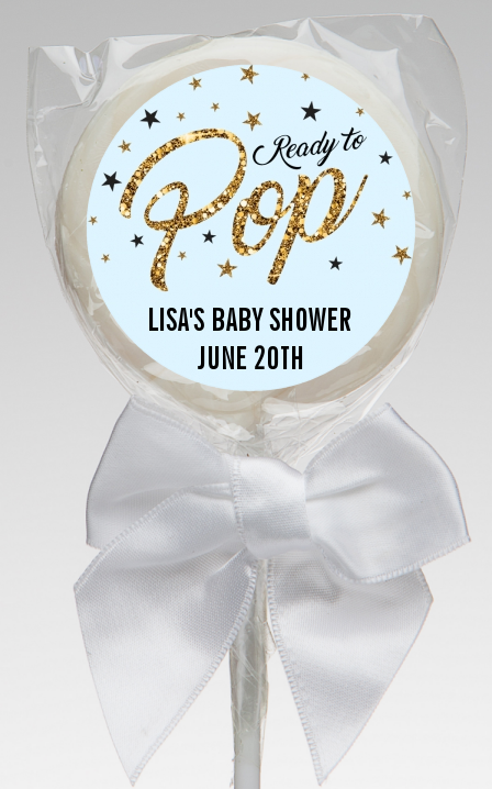  Ready To Pop Gold Glitter - Personalized Baby Shower Lollipop Favors Option 1