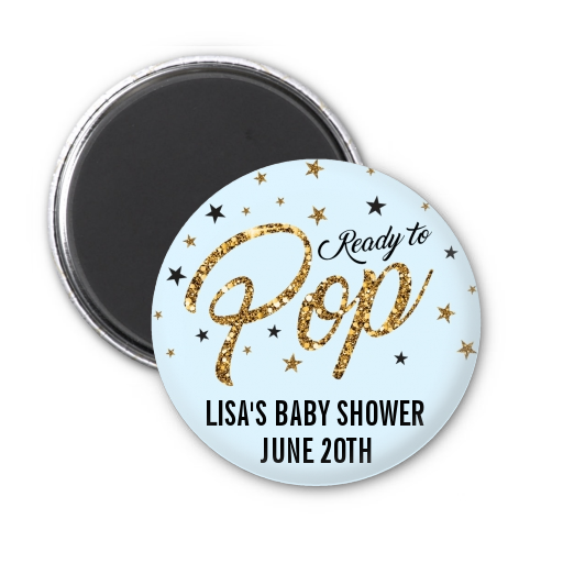  Ready To Pop Gold Glitter - Personalized Baby Shower Magnet Favors Option 1