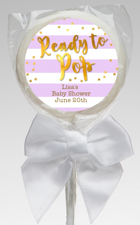  Ready To Pop Gold - Personalized Baby Shower Lollipop Favors Option 1