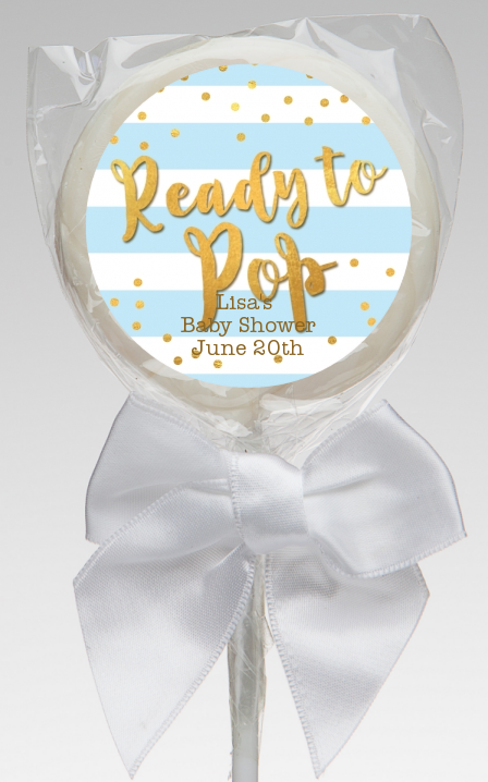  Ready To Pop Gold - Personalized Baby Shower Lollipop Favors Option 1