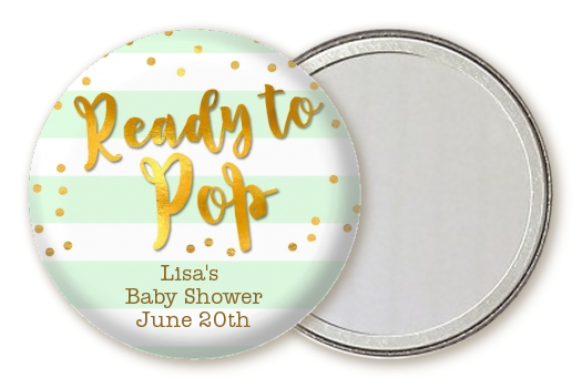  Ready To Pop Gold - Personalized Baby Shower Pocket Mirror Favors Option 1