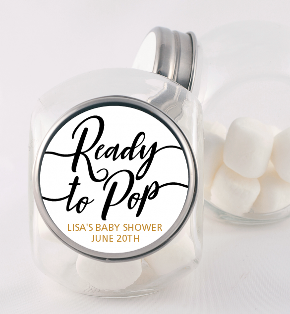  Ready To Pop Metallic - Personalized Baby Shower Candy Jar OPTION 1