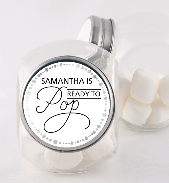  Ready To Pop Metallic Dots - Personalized Baby Shower Candy Jar Option 1