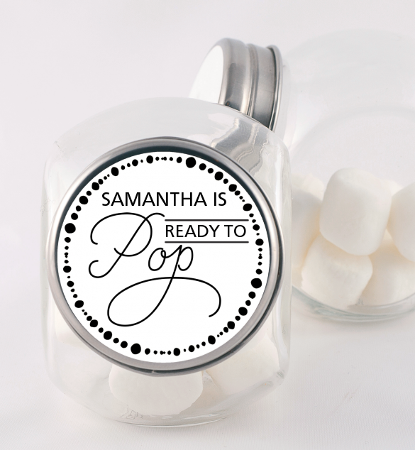  Ready To Pop Metallic Dots - Personalized Baby Shower Candy Jar Option 1