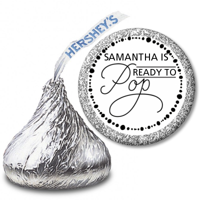  Ready To Pop Metallic Dots - Hershey Kiss Baby Shower Sticker Labels Option 1