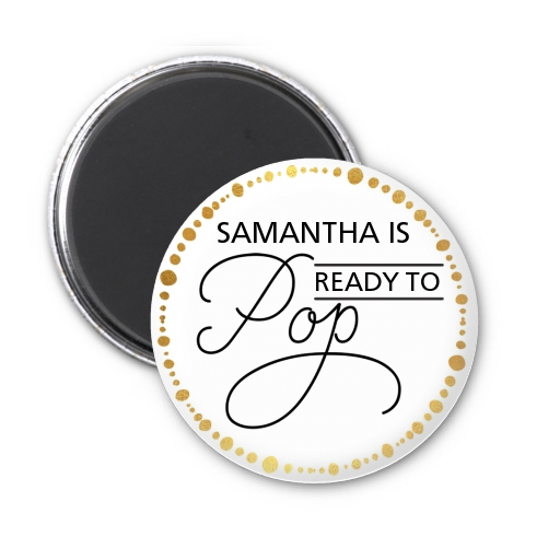  Ready To Pop Metallic Dots - Personalized Baby Shower Magnet Favors Option 1