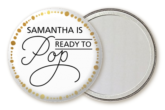  Ready To Pop Metallic Dots - Personalized Baby Shower Pocket Mirror Favors Option 1