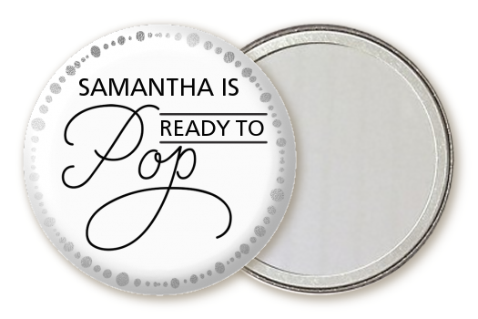  Ready To Pop Metallic Dots - Personalized Baby Shower Pocket Mirror Favors Option 1