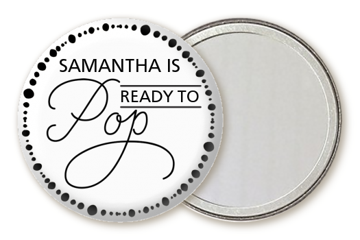  Ready To Pop Metallic Dots - Personalized Baby Shower Pocket Mirror Favors Option 1