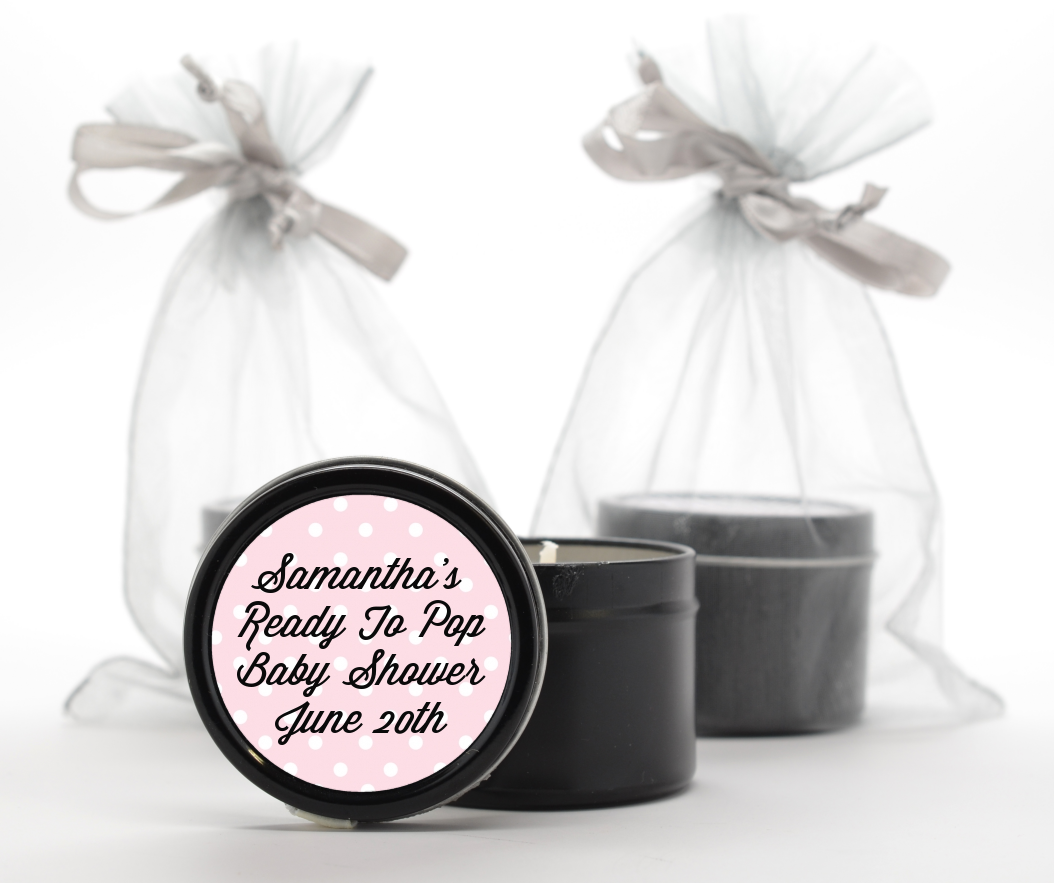  Ready To Pop Pastel Polka Dots - Baby Shower Black Candle Tin Favors A Mint Green