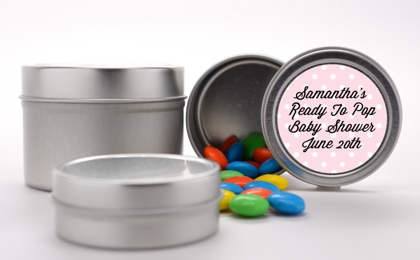  Ready To Pop Pastel Polka Dots - Custom Baby Shower Favor Tins A Mint Green