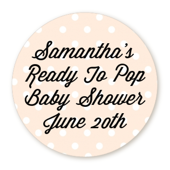  Ready To Pop Pastel Polka Dots - Round Personalized Baby Shower Sticker Labels A Mint Green