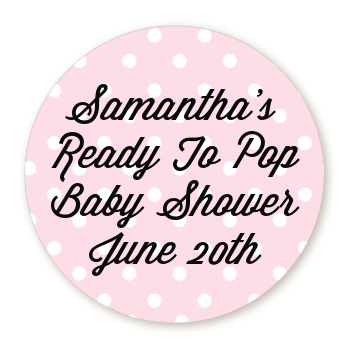 Ready To Pop Pastel Polka Dots - Round Personalized Baby Shower Sticker Labels A Mint Green