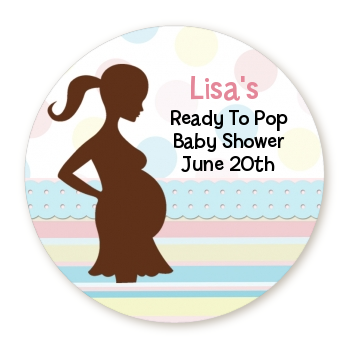  Ready To Pop Pastel Stripes and Dots - Round Personalized Baby Shower Sticker Labels 