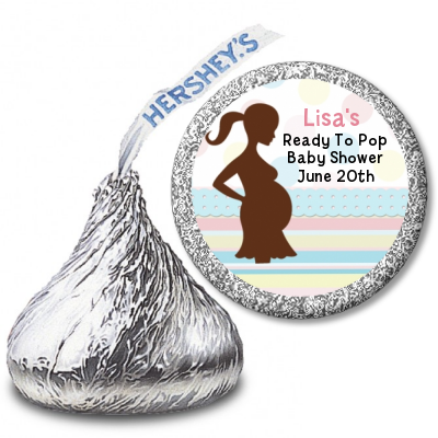 Ready To Pop Pastel Stripes and Dots - Hershey Kiss Baby Shower Sticker Labels