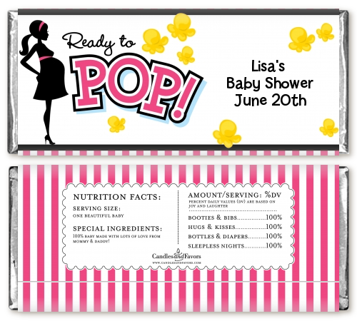  Ready To Pop Pink - Personalized Baby Shower Candy Bar Wrappers Pink 1