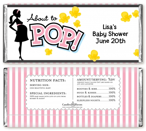  Ready To Pop Pink - Personalized Baby Shower Candy Bar Wrappers Pink 1