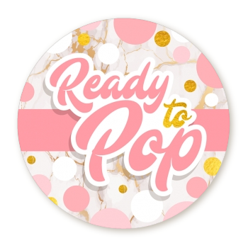  Ready To Pop Pink Gold - Round Personalized Baby Shower Sticker Labels It's A Boy